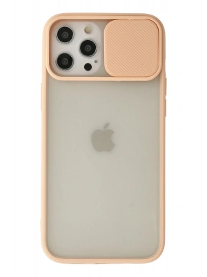 Newface iPhone 12 Pro Max Kılıf Palm Buzlu Kamera Sürgülü Silikon - Pembe