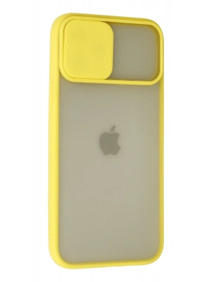 Newface iPhone 12 Pro Max Kılıf Palm Buzlu Kamera Sürgülü Silikon - Sarı