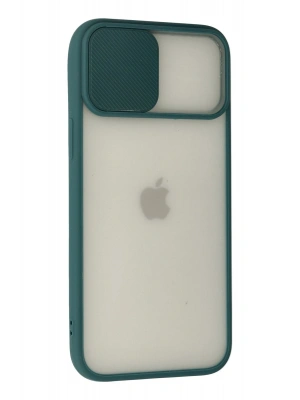 Newface iPhone 12 Pro Max Kılıf Palm Buzlu Kamera Sürgülü Silikon - Yeşil