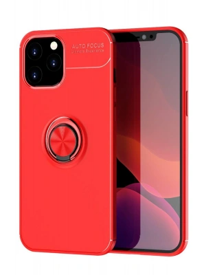 Newface iPhone 12 Pro Max Kılıf Range Yüzüklü Silikon - Kırmızı