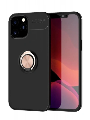 Newface iPhone 12 Pro Max Kılıf Range Yüzüklü Silikon - Siyah-Gold