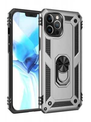 Newface iPhone 12 Pro Max Kılıf Sofya Yüzüklü Silikon Kapak - Gümüş