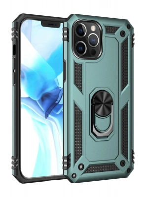 Newface iPhone 12 Pro Max Kılıf Sofya Yüzüklü Silikon Kapak - Yeşil