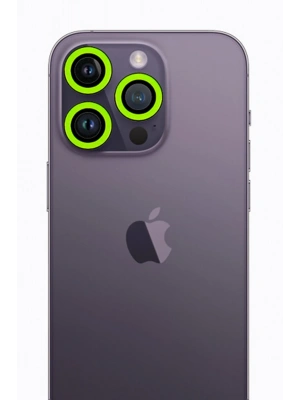 Newface iPhone 12 Pro Max Neon Fosforlu Kamera Lens - Yeşil