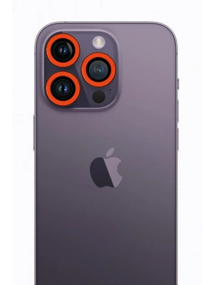 Newface iPhone 12 Pro Neon Fosforlu Kamera Lens - Turuncu