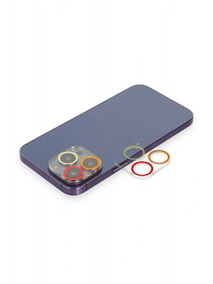 Newface iPhone 12 Pro Renkli Kamera Lens Koruma Cam - Turuncu-Kırmızı