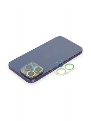 Newface iPhone 12 Pro Renkli Kamera Lens Koruma Cam - Yeşil-Sarı