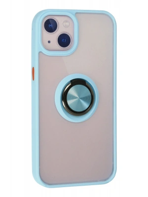Newface iPhone 13 Kılıf Montreal Yüzüklü Silikon Kapak - Buz Mavi
