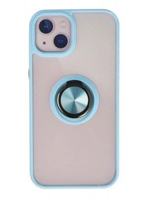 Newface iPhone 13 Kılıf Montreal Yüzüklü Silikon Kapak - Buz Mavi