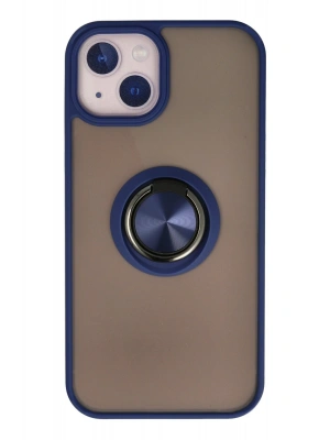 Newface iPhone 13 Kılıf Montreal Yüzüklü Silikon Kapak - Lacivert