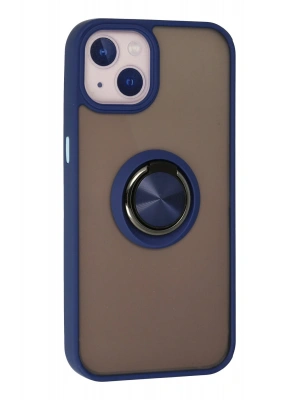 Newface iPhone 13 Kılıf Montreal Yüzüklü Silikon Kapak - Lacivert
