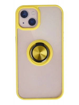 Newface iPhone 13 Kılıf Montreal Yüzüklü Silikon Kapak - Sarı