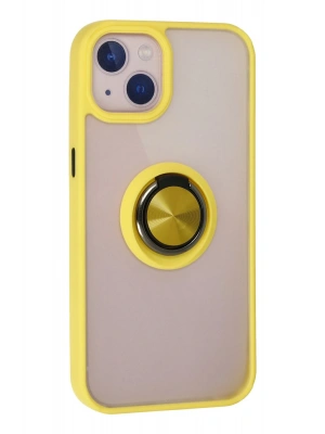 Newface iPhone 13 Kılıf Montreal Yüzüklü Silikon Kapak - Sarı