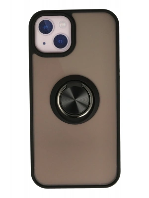 Newface iPhone 13 Kılıf Montreal Yüzüklü Silikon Kapak - Siyah