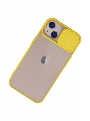 Newface iPhone 13 Kılıf Palm Buzlu Kamera Sürgülü Silikon - Sarı