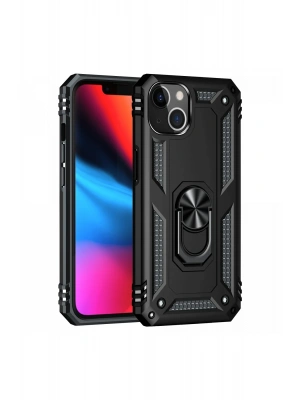 Newface iPhone 13 Kılıf Sofya Yüzüklü Silikon Kapak - Siyah