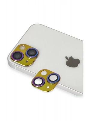 Newface iPhone 13 Pers Alüminyum Kamera Lens - Rainbow