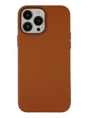 Newface iPhone 13 Pro Kılıf Asya Deri Silikon - Kahverengi