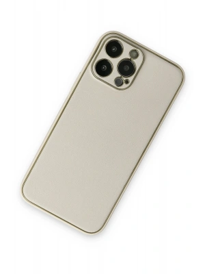 Newface iPhone 13 Pro Kılıf Coco Deri Silikon Kapak - Beyaz