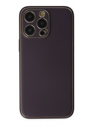 Newface iPhone 13 Pro Kılıf Coco Deri Silikon Kapak - Derin Mor