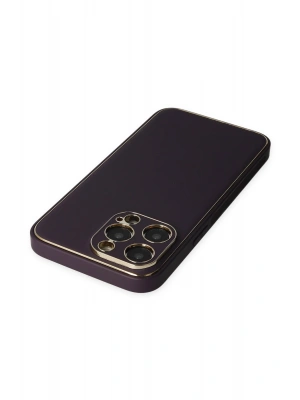 Newface iPhone 13 Pro Kılıf Coco Deri Silikon Kapak - Derin Mor