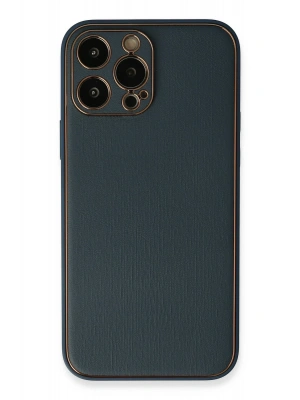 Newface iPhone 13 Pro Kılıf Coco Deri Silikon Kapak - Mavi