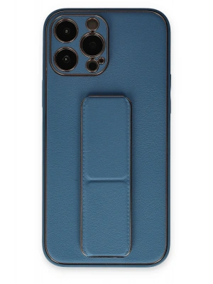 Newface iPhone 13 Pro Kılıf Coco Deri Standlı Kapak - Açık Mavi