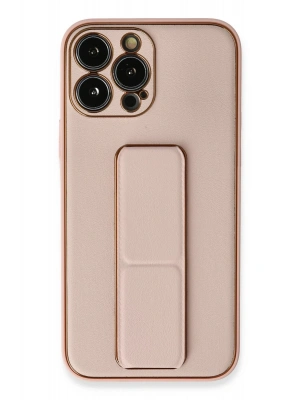 Newface iPhone 13 Pro Kılıf Coco Deri Standlı Kapak - Pembe