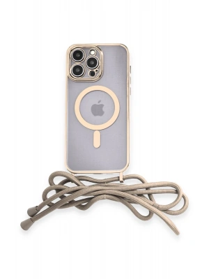 Newface iPhone 13 Pro Kılıf Divo Lazer Askılı Magsafe Kapak - Gold