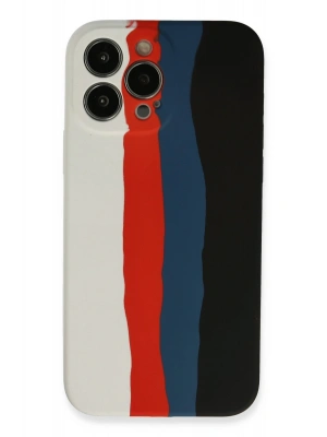 Newface iPhone 13 Pro Kılıf Ebruli Lansman Silikon - Beyaz-Siyah