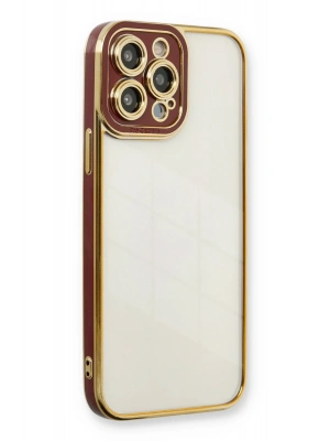 Newface iPhone 13 Pro Kılıf Liva Lens Silikon - Bordo