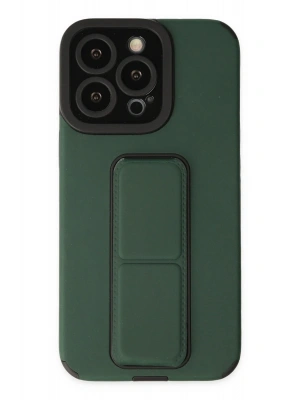 Newface iPhone 13 Pro Kılıf Mega Standlı Silikon - Yeşil