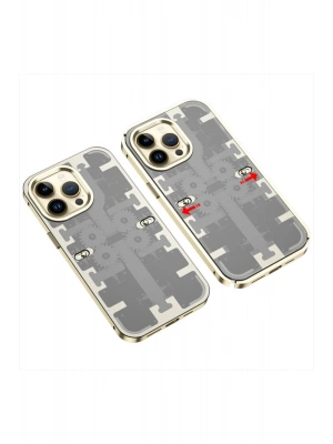 Newface iPhone 13 Pro Kılıf Mekanik Bumper Kapak - Gold