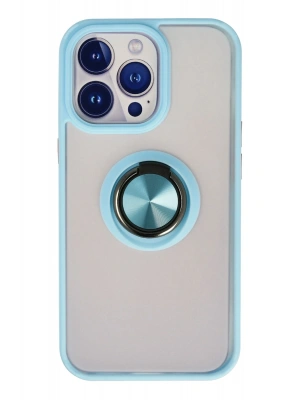 Newface iPhone 13 Pro Kılıf Montreal Yüzüklü Silikon Kapak - Buz Mavi