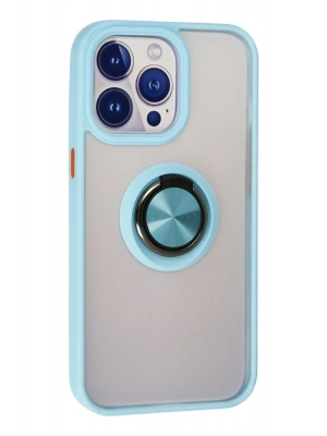 Newface iPhone 13 Pro Kılıf Montreal Yüzüklü Silikon Kapak - Buz Mavi