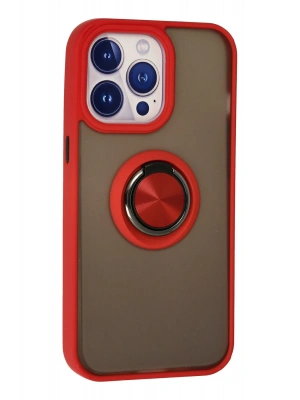 Newface iPhone 13 Pro Kılıf Montreal Yüzüklü Silikon Kapak - Kırmızı