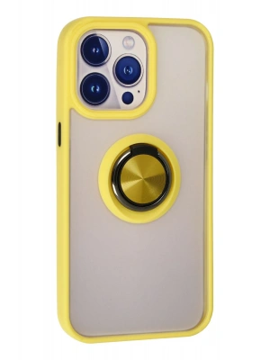Newface iPhone 13 Pro Kılıf Montreal Yüzüklü Silikon Kapak - Sarı