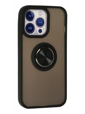 Newface iPhone 13 Pro Kılıf Montreal Yüzüklü Silikon Kapak - Siyah