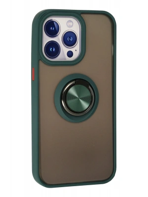 Newface iPhone 13 Pro Kılıf Montreal Yüzüklü Silikon Kapak - Yeşil