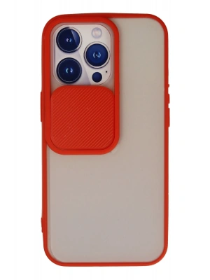 Newface iPhone 13 Pro Kılıf Palm Buzlu Kamera Sürgülü Silikon - Kırmızı