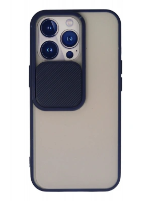 Newface iPhone 13 Pro Kılıf Palm Buzlu Kamera Sürgülü Silikon - Lacivert