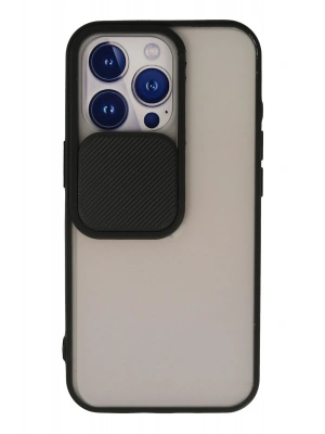 Newface iPhone 13 Pro Kılıf Palm Buzlu Kamera Sürgülü Silikon - Siyah