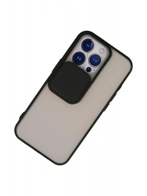 Newface iPhone 13 Pro Kılıf Palm Buzlu Kamera Sürgülü Silikon - Siyah