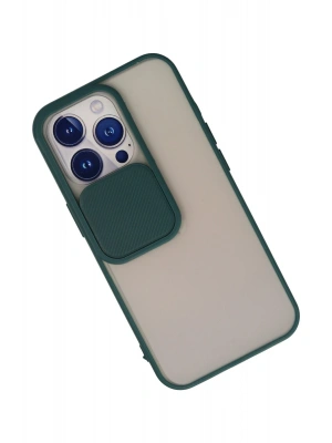 Newface iPhone 13 Pro Kılıf Palm Buzlu Kamera Sürgülü Silikon - Yeşil