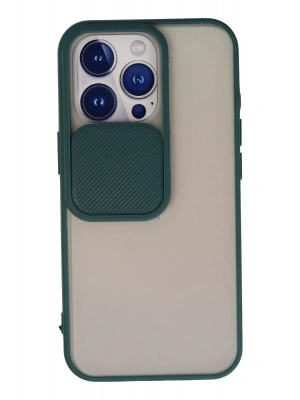 Newface iPhone 13 Pro Kılıf Palm Buzlu Kamera Sürgülü Silikon - Yeşil