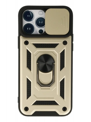 Newface iPhone 13 Pro Kılıf Pars Lens Yüzüklü Silikon - Gold