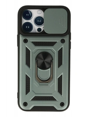 Newface iPhone 13 Pro Kılıf Pars Lens Yüzüklü Silikon - Yeşil