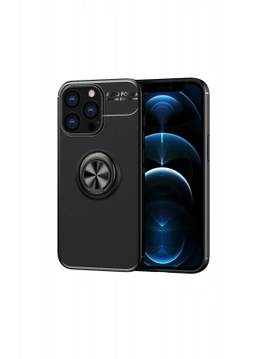 Newface iPhone 13 Pro Kılıf Range Yüzüklü Silikon - Siyah