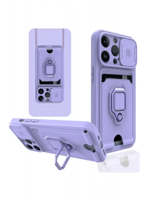 Newface iPhone 13 Pro Kılıf Zuma Kartvizitli Yüzüklü Silikon - Lila
