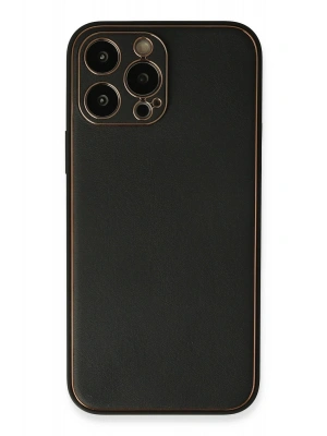 Newface iPhone 13 Pro Max Kılıf Coco Deri Silikon Kapak - Siyah